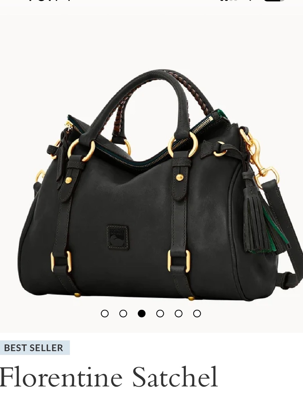 Dooney & Bourke Black Florentine Satchel (large) with Gold Hardware - Picture 2 of 7